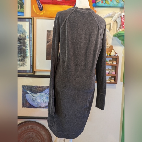 Athleta Velour Criss Cross Dress Charcoal Gray Size Small Sweatshirt Dress SZ Sm - Picture 4 of 12